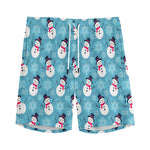 Snowman And Snowflake Pattern Print Men's Sports Shorts