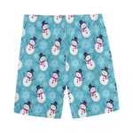 Snowman And Snowflake Pattern Print Men's Sports Shorts