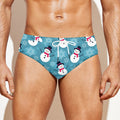 Snowman And Snowflake Pattern Print Men's Swim Briefs