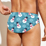 Snowman And Snowflake Pattern Print Men's Swim Briefs