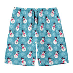 Snowman And Snowflake Pattern Print Men's Swim Trunks