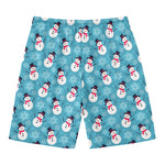 Snowman And Snowflake Pattern Print Men's Swim Trunks