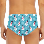 Snowman And Snowflake Pattern Print Men's Triangle Swim Briefs