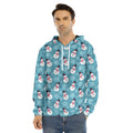 Snowman And Snowflake Pattern Print Men's Velvet Pullover Hoodie