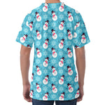 Snowman And Snowflake Pattern Print Men's Velvet T-Shirt