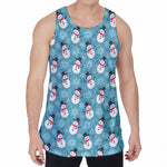 Snowman And Snowflake Pattern Print Men's Velvet Tank Top