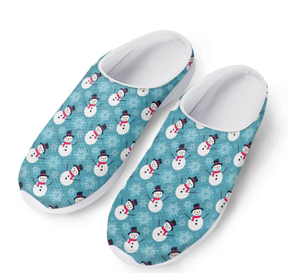 Snowman And Snowflake Pattern Print Mesh Casual Shoes