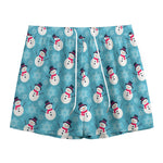 Snowman And Snowflake Pattern Print Mesh Shorts