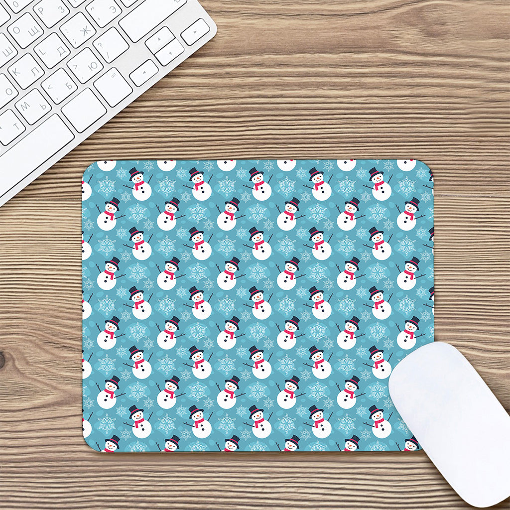 Snowman And Snowflake Pattern Print Mouse Pad