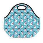 Snowman And Snowflake Pattern Print Neoprene Lunch Bag