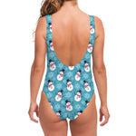 Snowman And Snowflake Pattern Print One Piece Swimsuit