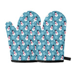 Snowman And Snowflake Pattern Print Oven Mitts