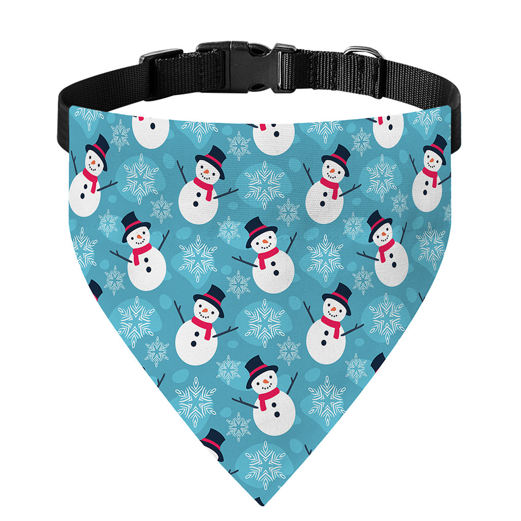 Snowman And Snowflake Pattern Print Over The Collar Dog Bandana