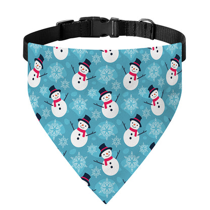Snowman And Snowflake Pattern Print Over The Collar Dog Bandana