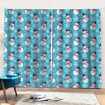 Snowman And Snowflake Pattern Print Pencil Pleat Curtains