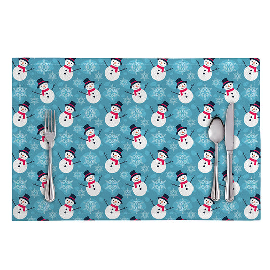 Snowman And Snowflake Pattern Print Placemat