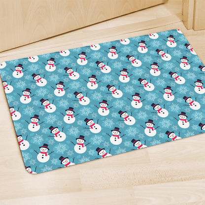 Snowman And Snowflake Pattern Print Polyester Doormat