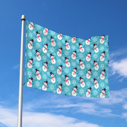 Snowman And Snowflake Pattern Print Polyester Flag