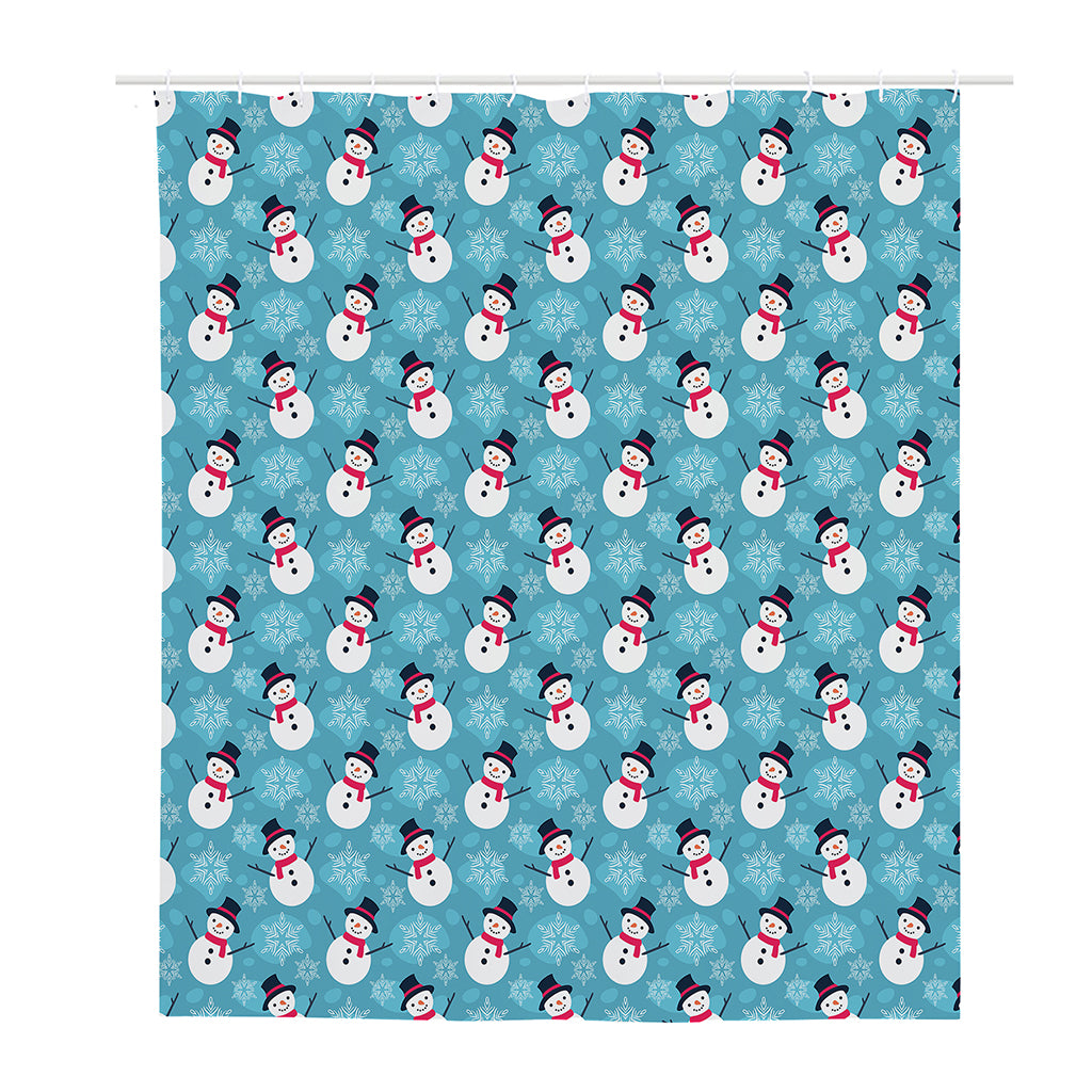 Snowman And Snowflake Pattern Print Polyester Shower Curtain