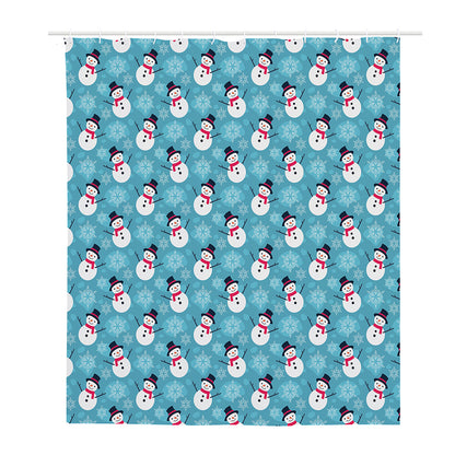 Snowman And Snowflake Pattern Print Polyester Shower Curtain