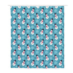 Snowman And Snowflake Pattern Print Polyester Shower Curtain