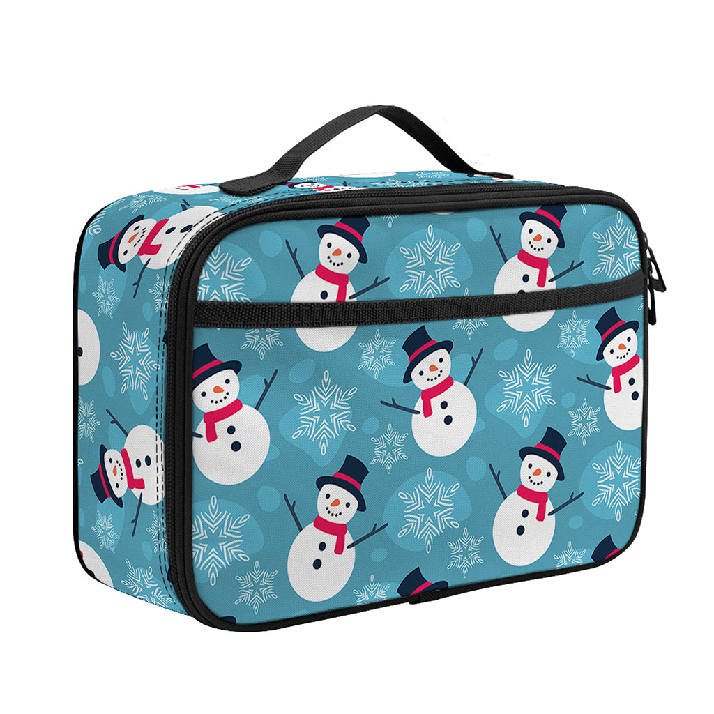 Snowman And Snowflake Pattern Print Portable Lunch Bag