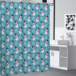 Snowman And Snowflake Pattern Print Premium Shower Curtain