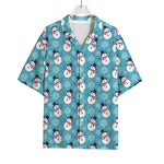 Snowman And Snowflake Pattern Print Rayon Hawaiian Shirt