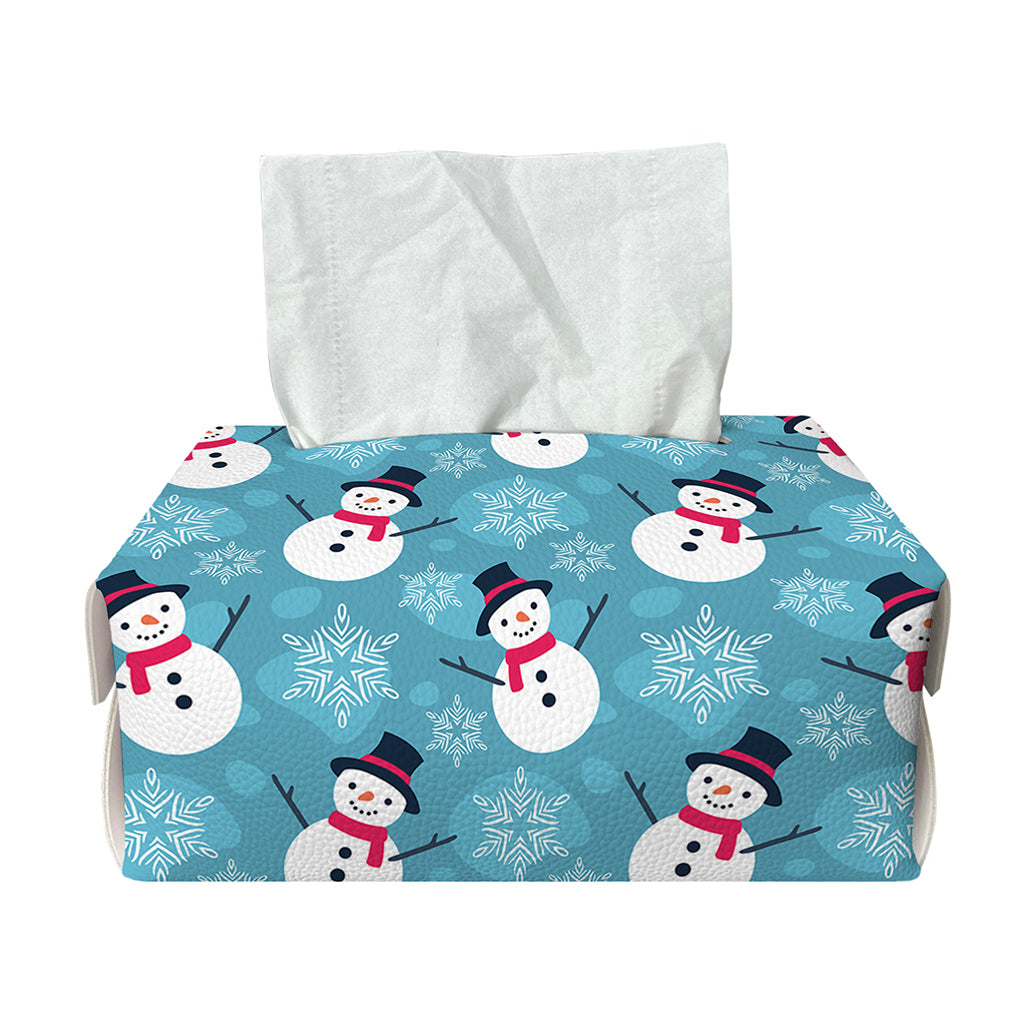 Snowman And Snowflake Pattern Print Rectangle Tissue Box Cover