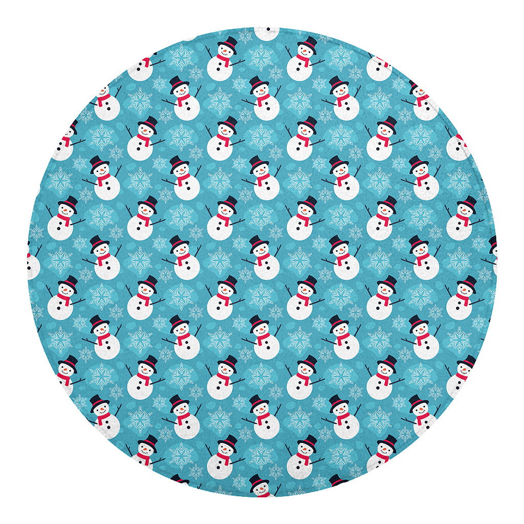 Snowman And Snowflake Pattern Print Round Blanket