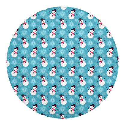 Snowman And Snowflake Pattern Print Round Blanket