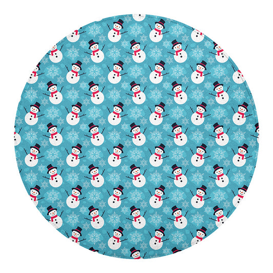 Snowman And Snowflake Pattern Print Round Blanket