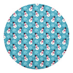 Snowman And Snowflake Pattern Print Round Blanket