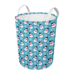 Snowman And Snowflake Pattern Print Round Laundry Basket