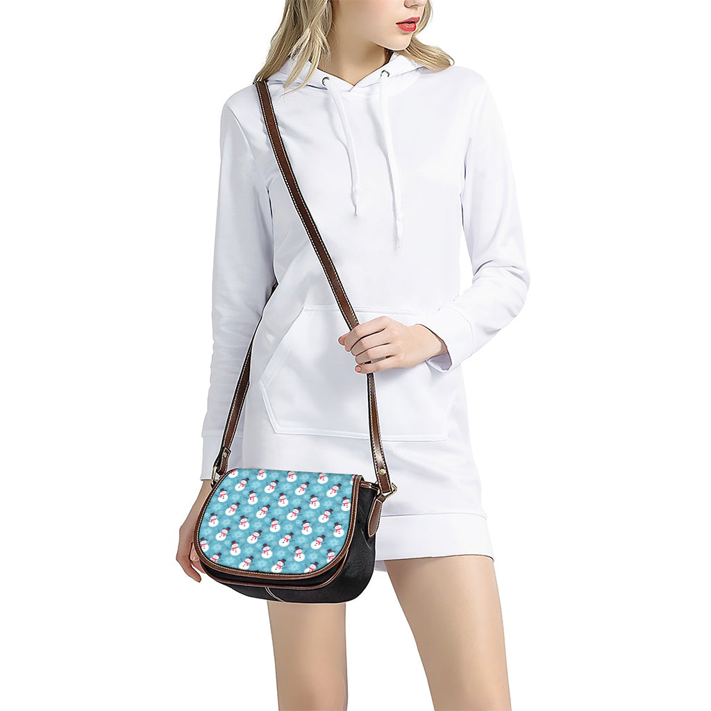 Snowman And Snowflake Pattern Print Saddle Bag
