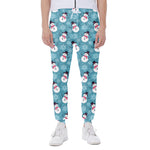 Snowman And Snowflake Pattern Print Scuba Joggers
