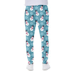 Snowman And Snowflake Pattern Print Scuba Joggers