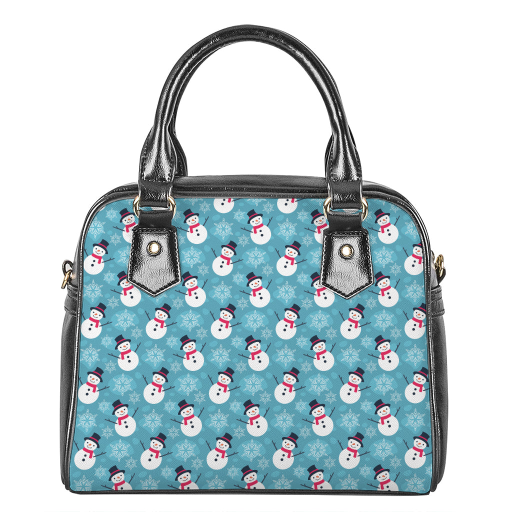 Snowman And Snowflake Pattern Print Shoulder Handbag
