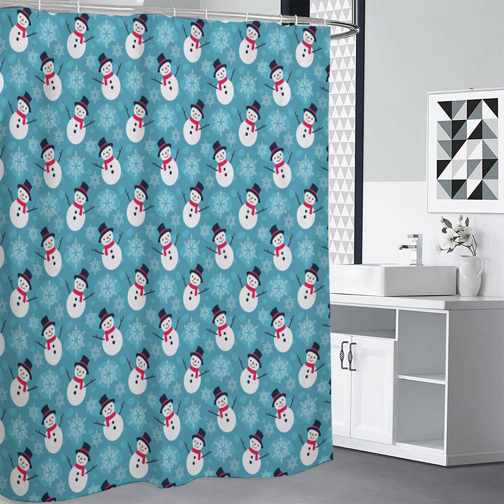 Snowman And Snowflake Pattern Print Shower Curtain
