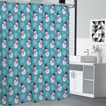 Snowman And Snowflake Pattern Print Shower Curtain