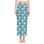 Snowman And Snowflake Pattern Print Side Slit Maxi Skirt