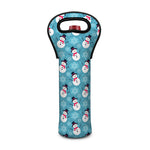 Snowman And Snowflake Pattern Print Single Neoprene Wine Tote