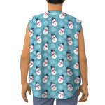 Snowman And Snowflake Pattern Print Sleeveless Baseball Jersey