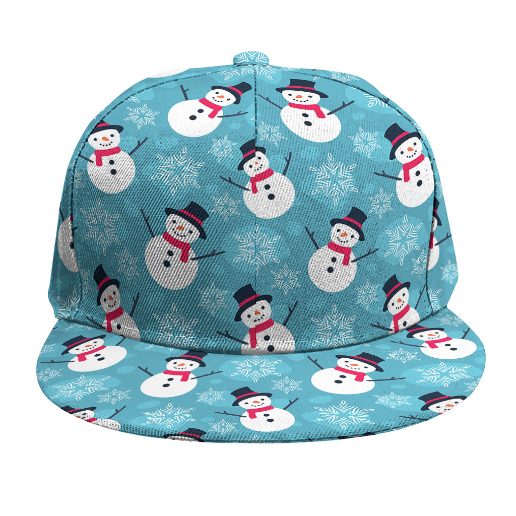 Snowman And Snowflake Pattern Print Snapback Cap