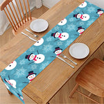 Snowman And Snowflake Pattern Print Table Runner