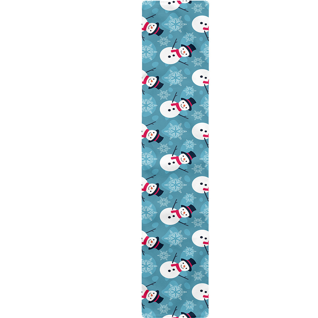 Snowman And Snowflake Pattern Print Table Runner