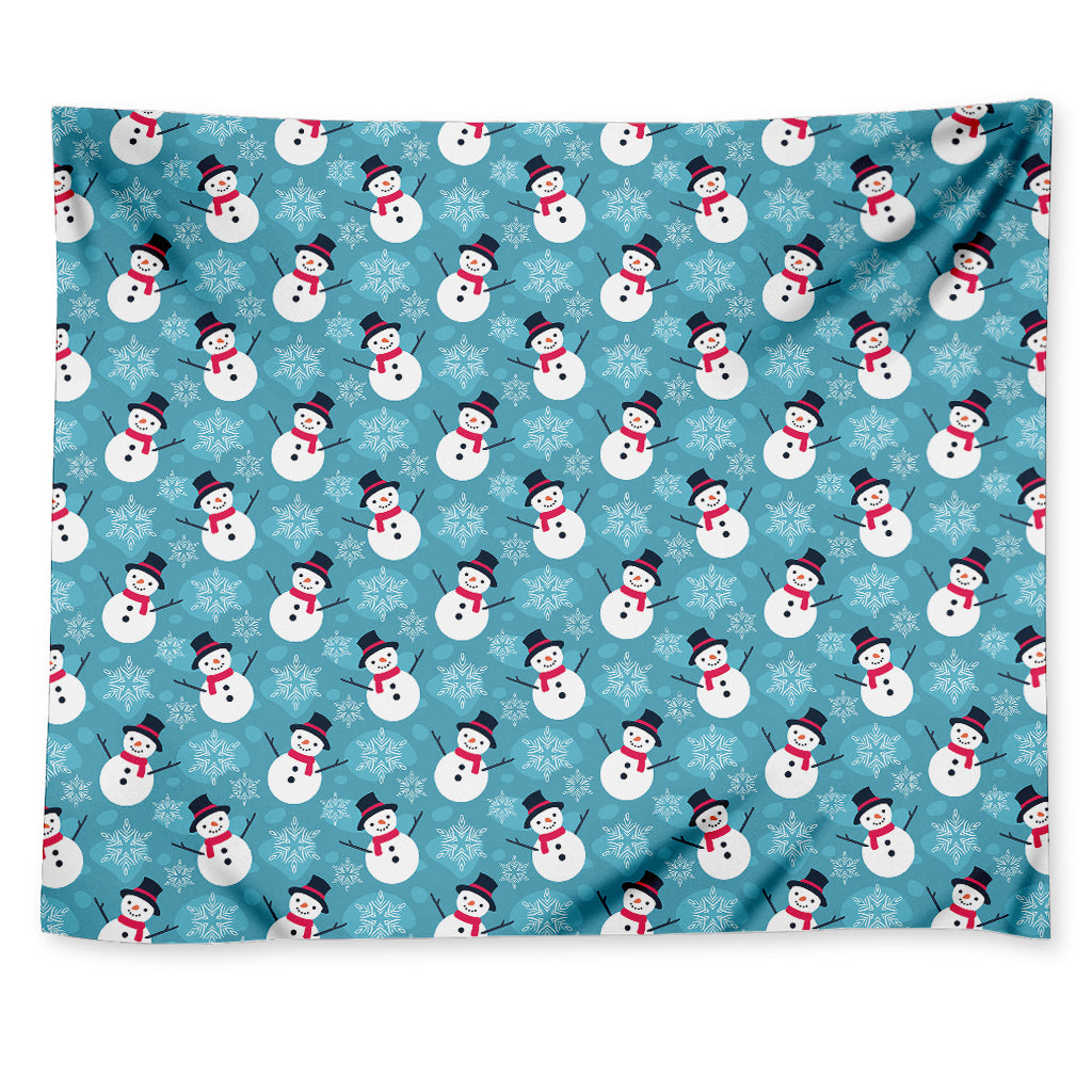 Snowman And Snowflake Pattern Print Tapestry