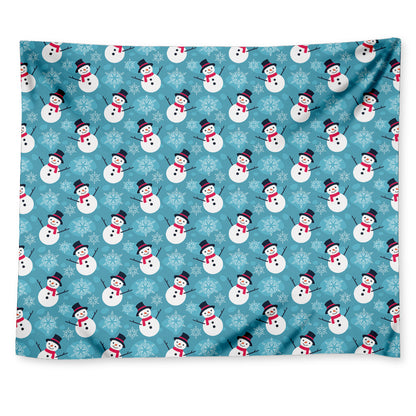 Snowman And Snowflake Pattern Print Tapestry