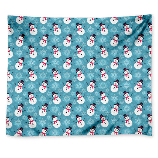 Snowman And Snowflake Pattern Print Tapestry