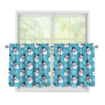Snowman And Snowflake Pattern Print Tier Curtains